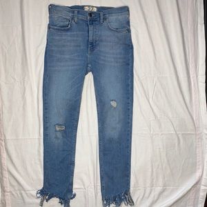 Free People Ripped Fringe Jeans